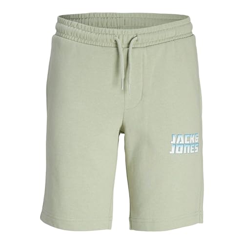 JACK & JONES Jpstkapper SMU Jnr-Pantalones Cortos de chándal, Verde Claro-Azul-Blanco, 152 cm para Niños