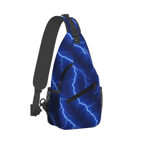 Men's Portable Crossbody Bag, Foldable Sling Shoulder Backpack for Outdoor Cycling, Cool Lightning Blue Daypack Bags2