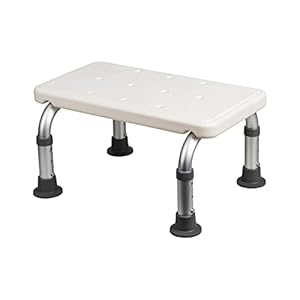 flexilife In hoogte verstelbare trede voor badkuip en douche, kleine trede, antislip & wit, badtrede voor badkuip, instaphulp voor senioren, badkuiptrede