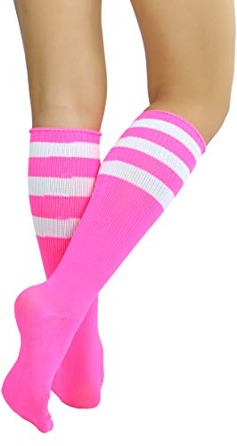 Image of ToBeInStyle Women's Premium Below Knee Athletic Socks w /Contrasting Wide Stripes