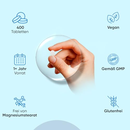 Zink Tabletten - 400 vegane Tabletten - 1+ Jahr Vorrat - Zinc trägt zur Aufrechterhaltung eines normalen Testosteronspiegels im Blut bei (EFSA) - Zink Bisglycinat - WeightWorld
