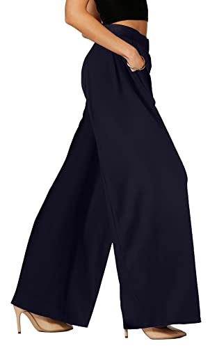 Palazzo Pants with Pockets for Women - Many Colors and Prints - High Waisted Wide Legged - Solid Navy - One Size - 715854664505 Palazzo Pants with Pockets for Women - Many Colors and Prints - High Waisted Wide Legged - Solid Navy - One Size - 715854664505
