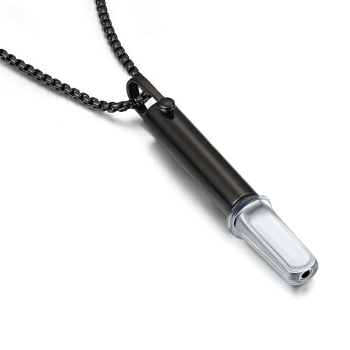 Exqele Breathing Necklace for Mindful Breathe Habit Aid and Anxiety Relief Breathlink Quit Smoking Smokeless Inhalers for Women Men Gift (BLACK +Silicone nozzle)