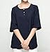 FTCayanz Women's Linen Tops Shirts Summer Casual Jacquard Tunic Blouse XX-Large Navy