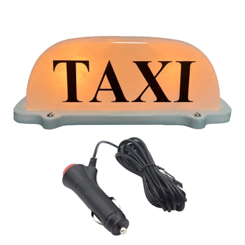 LEEYIKE Taxi Sign Cab Lights Magnetic Car Roof Yellow Dome Light Waterproof Super Bright Halogen Bulbs with 3m Cigarette Lighter Socket