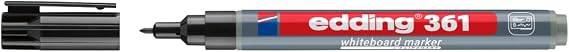 Edding 361 beyaz yazı tahtası kalemi - siyah - 1 kalem - yuvarlak uçlu 1 mm - yeniden doldurulabilir
