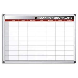 BI-OFFICE Planning Hebdomadaire perpetuel Blanc magnetique, effa‡able … sec, cadre aluminium L90 x H60 cm