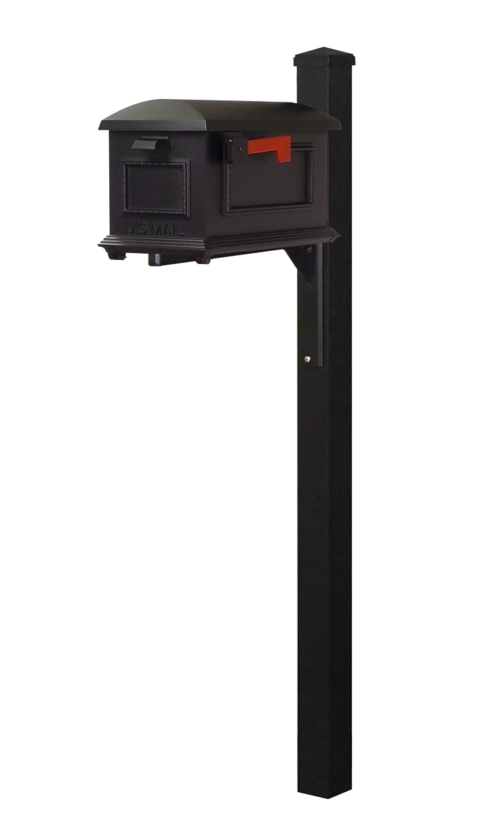 Special Lite Products SCT1010-SPK720-BLK Traditional Curbside Mailbox with Wellington Mailbox Post