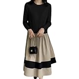 [ニーマンバイ] ドッキング ワンピース レディース ロング ニット 長袖 きれいめ 上品 お呼ばれ キレイメ 春 切り替えワンピース 切り替え オールインワン 森ガール 普段着 大人 カジュアル 楽ちん ゆる 着流し 私服 オヨバレ パーティー 着やせ デート リモートワーク カジュアルワンピース ハイネック 着痩せ 体型カバー 綺麗め ニットワンピース 韓国 ブラウン 2A-N19-BRM