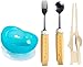 Conjunto de utensilios adaptativos reutilizables Conjunto de cubiertos especiales antiguos Peluche Hemiplegia Ancianos deshabilitados Auxiliar Vajilla Palillos Cuchas anti-manos antideslizante Shake A