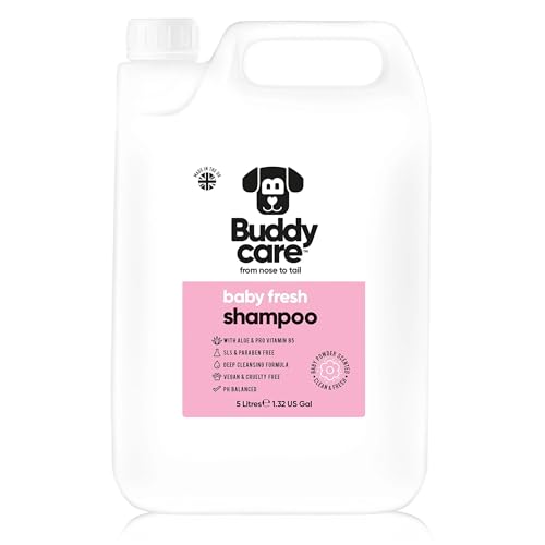 Baby Fresh Dog Shampoo von Buddycare - Für Müffelige Hunde Ab 8 Wochen - Baby-Puder-Duftendes Welpen-Shampoo Mit Aloe Vera und Provitamin B5 (5L)
