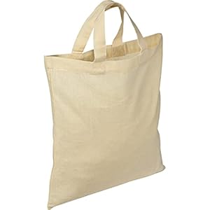Set van 10 katoenen tassen met twee korte handvatten, 38 x 42 cm, naturel