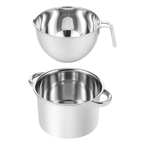 perfk Set di pentole a bagnomaria, Ciotola per mescolare, scioglitore di Cioccolato Resistente al Calore, pentolino per sciogliere con