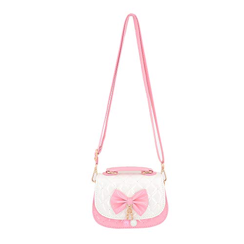 Junoai Little Girls Crossbody Purses For Kids - Toddler Mini Cute Princess Handbags Shoulder Bag (Bowknot Pink&White) #TOP1