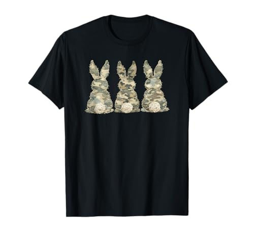 Funny Bunny Crochet Patchwork Camo Rabbit Happy Easter Day T-Shirt