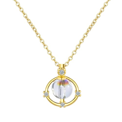 Collier Lune Planète Cristal T46 : Chaîne de clavicule élégante pour briller en soirée