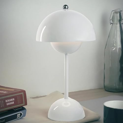Image of Lexton Wireless LED Desk Lamp with Touch Control | USB Rechargeable Table Light with Warm, Neutral & Cool White Modes | Portable Bedside & Dining Lamp for Home, Cafe, Hotel (White)