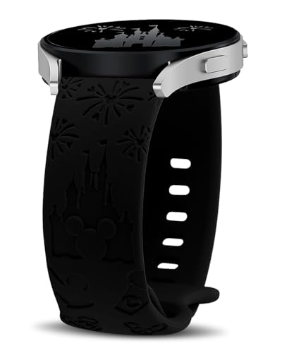 #VerdientProvisionen<br>20mm Cartoon Gravierte Armband Kompatibel mit Samsung Galaxy Watch FE/ 7/6/ 5 Damen Niedliches Anime Silikon Uhrenarmband für Galaxy Watch 6 Classic/ 5 Pro 45mm/ 4 Classic (Schwarz)