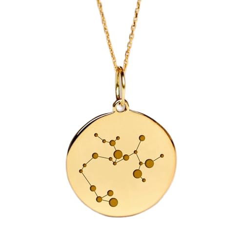 Collier constellation Sagittaire unisexe, pendentif médaille astro plaqué or 24 mm