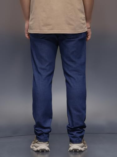 Image of WROGN Men Cotton Blend Jeans | Solid | Mid Rise | Slim Fit
