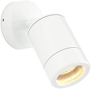 National Lighting Odyssey Gloss White Exterior Interior Adjustable Outdoor Garden Single GU10 Wall Light Spotlight Downlight IP65