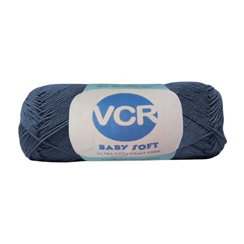 Image of VCR 4Ply Navy Blue Yarn, 100 Grams Hank, 320 Meters Length, Cotton Combed Ball for Crochet and Knitting, Soft Crosia Threads, Pack of 1 Yarn, Suitable for DIY Crafts