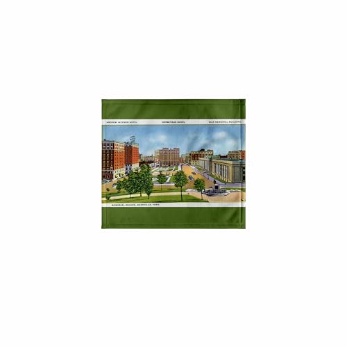 3dRose 11x12 Wash Cloth for Face and Body - Memorial Square Nashville Tennessee Scene with Vintage Cars BLN Vintage US Cities and States Postcards