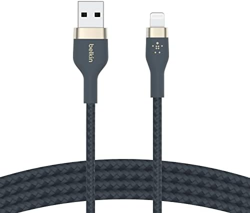 Belkin BoostCharge Pro Flex Braided USB Type A to Lightning Cable (1M/3.3FT), MFi Certified Charging Cable for iPhone 14/14 Plus, 13, 12, Pro, Max, Mini, SE, iPad and More - White