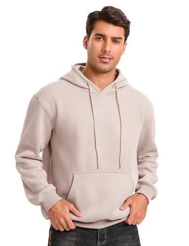 Jhsnjnr Mens Hoodies Fleece Lined Long Sleeve Drawstring Sweatshirt with Pocket Basic Plain Pullover Hoodie - Image 5