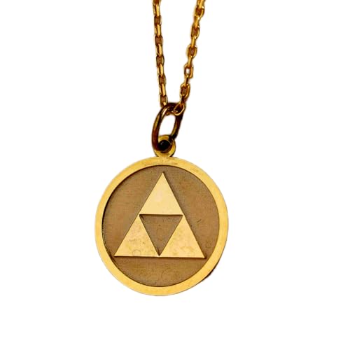Collier pendentif pièce gravée Trice 24mm chaîne câble 45,7cm argent plaqué or