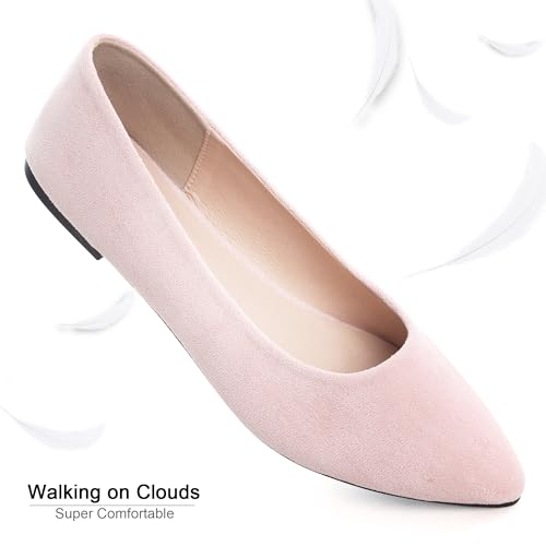 Image of Dear Time Women's Pointed Toe Ballet Flats Simple Casual Office Work Flats Slip-on Comfortable Shoes