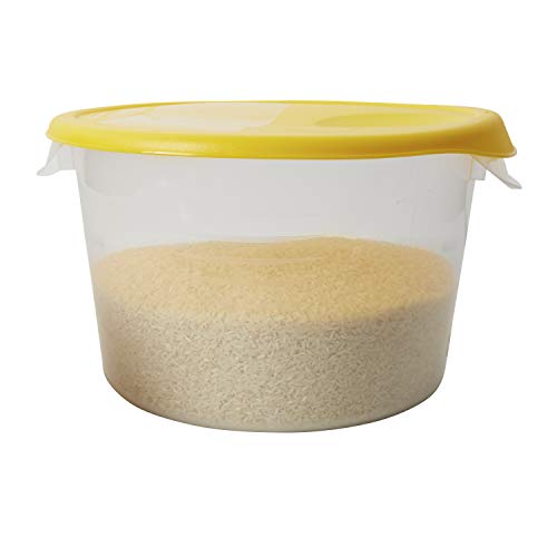 Image of Rubbermaid Commercial Products Plastic Round Food Storage Container with Handle, 4 Quart, Yellow, High Temperature Range Food Organization for Wet /Dry Food in Kitchen /Restaurants /Cafeteria