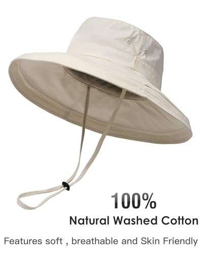 Sun Hats for Women Gardening Hat Wide Brim Ponytail Beach Sun Protection Breathable Cotton Summer Hat with Fold-Up Brim2