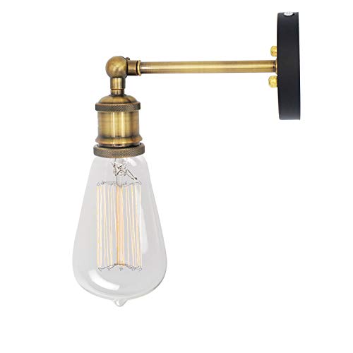 NetBoat Illuminazione Industriale dell'annata Applique da parete Lampada da parete a luce Regolabile Finito in ottone Testa in rame con Portalampada E27 per casa, Bar, ristoranti,Club, (110-220 V, lampadine non incluse)