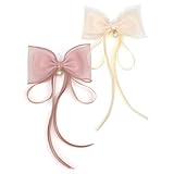 BIANHUAN ヘアクリップ ヘアピン 女の子 リボン 髪飾り 無地 卒業式 髪飾り 袴 振袖 2点セット はいからさん ヘアアクセサリー 着物 成人式 卒園式 結婚式 七五三 振袖 着物 袴 十三参り ハーフ成人式 浴衣 ちりめんリ (レッド)