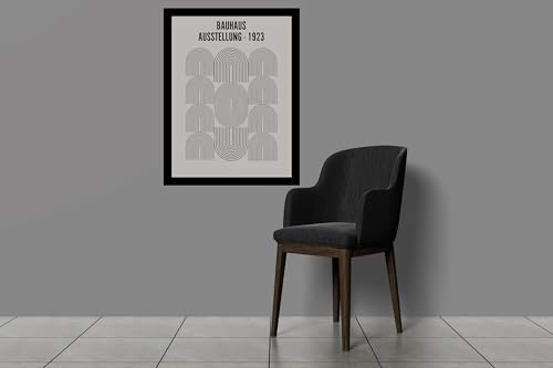 Image of BLINKART Vintage Bauhaus Retro Geometric Aesthetic Poster Gallery | Colorful Wrap Framed For Home Office Studio Living Room Modern Art Studio Decoration Abstract Shapes | (d83) | 13x10 Inch