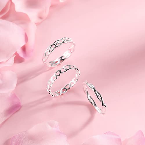 INBLUE 927 Sterling Silver Twist Rings for Women Lover Sisters Engagement Wedding Promise Jewelry for Mothers Day Valentines Day Friendship3