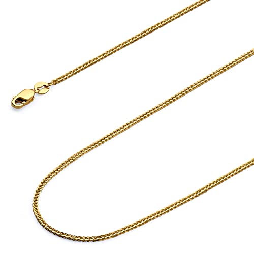 Wellingsale 14K Solid Gold Square Wheat Chains (Select Options)