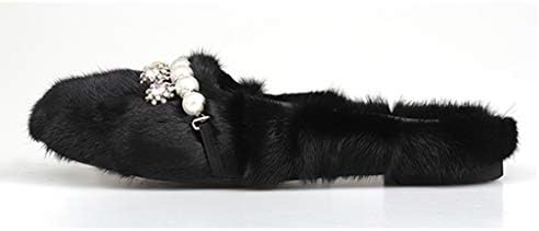 FAY WATERS Women's Mules Sandal Shoes Autumn/Winter Mink Fur Furry Comfy Flat Loafers Warm Slippers