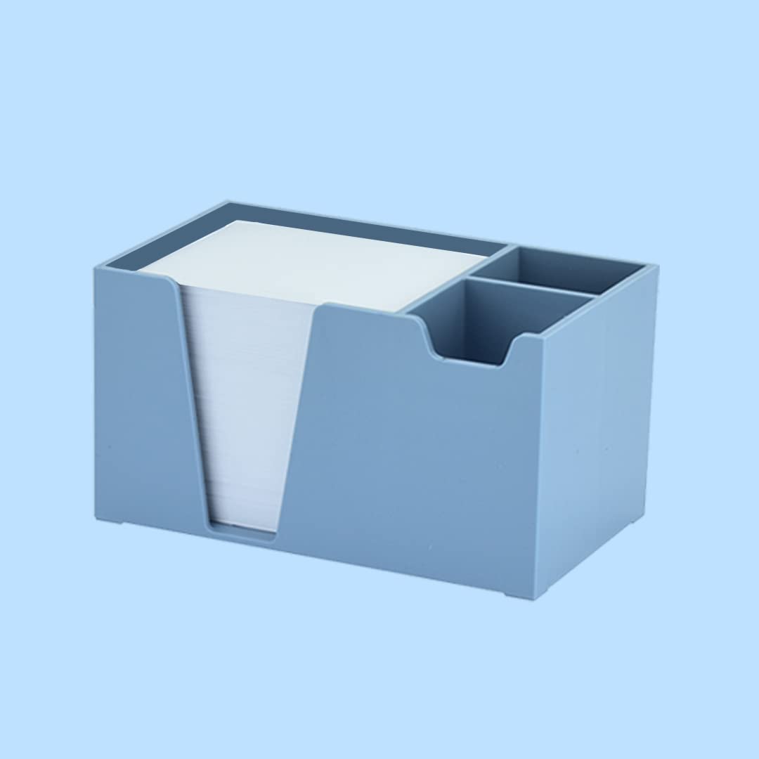 Acrimet Desktop Organizer Pencil, Pen, Paper, Clip, Caddy Holder (Plastic) (White Paper Included) (Solid Blue Color) - Image 2