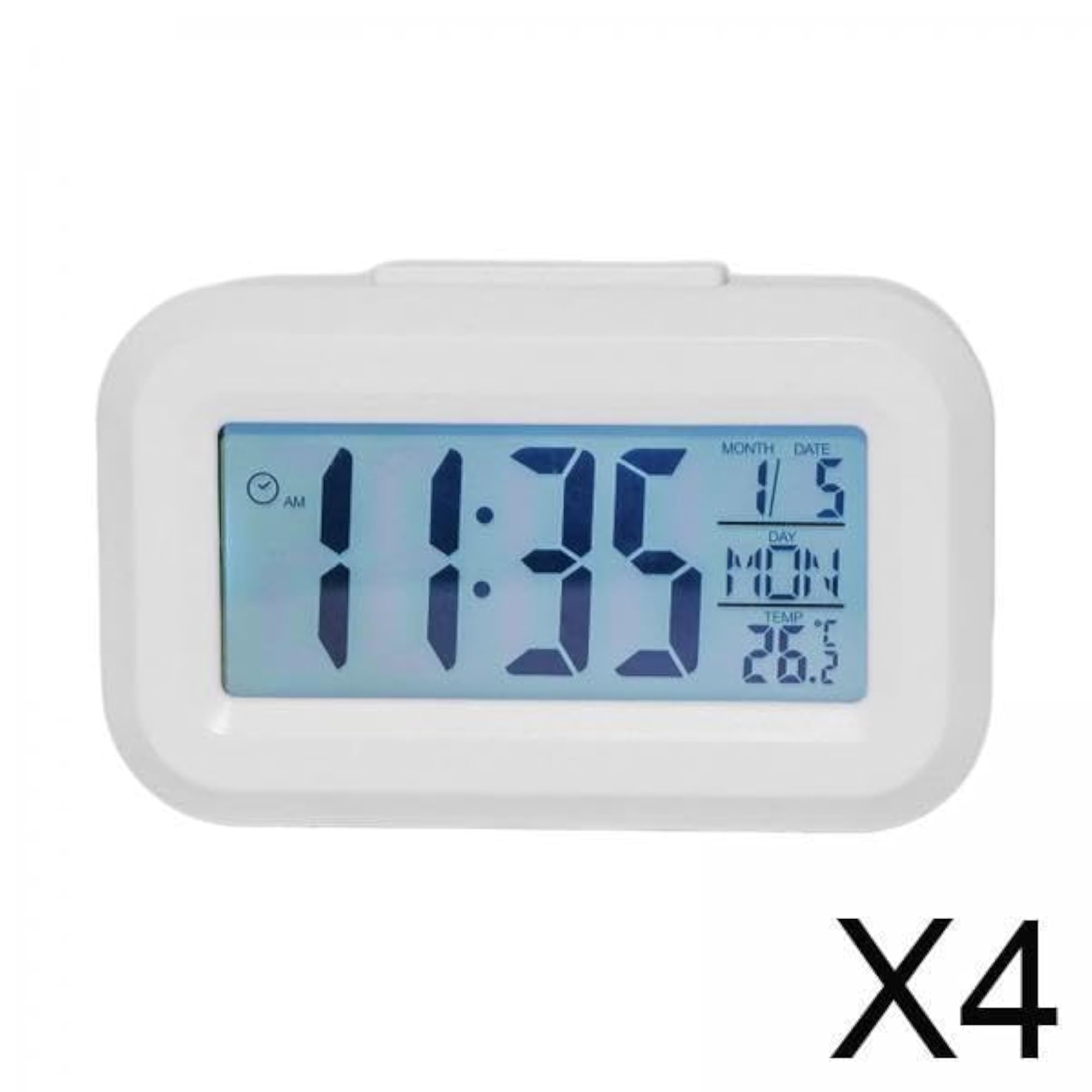 Modern Digital Wall Clock with Snooze Function, White