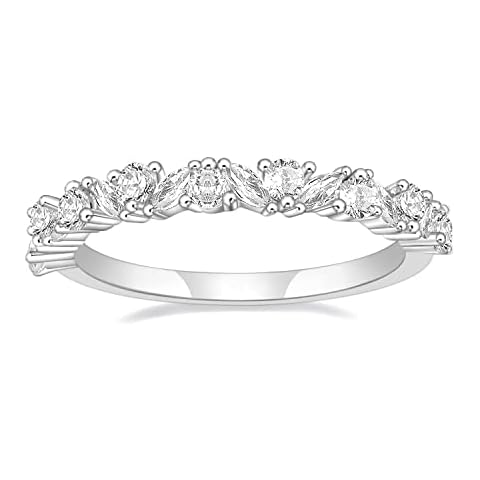 SHINYSO Silver Wedding Rings for Women Cubic Zirconia Eternity Ring CZ Thin Stacking Engagement Rings for Women Size 6 Cover