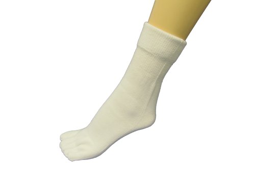 COUVER Women's White Winter 5 fingers Thick Yoga Toed Toe Socks(Quarter - Midcalf)