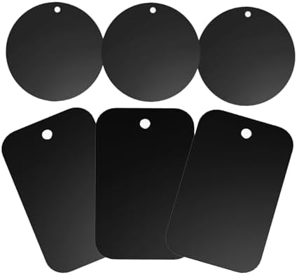 6 Pcs Black Adhesive Metal Plate,Metal Plates for Mobile Magnetic...