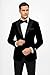 Peak Lapel Fashion Smoking Casual Velour Cocktail Tuxedo Velour Men's Blazer Jacket with Free Matching Bow (US, Numeric, 58, Regular, Tall, Black+)