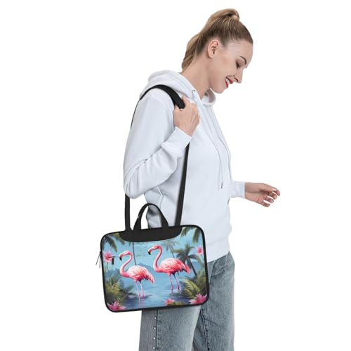 Maletín tropical flamenco para laptop unisex 13 pulgadas miniatura 3
