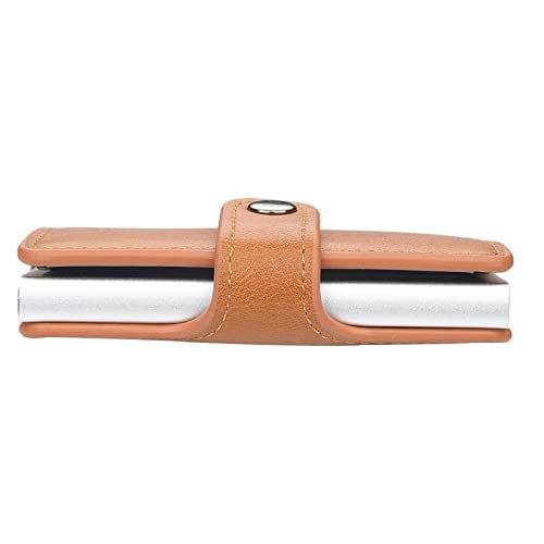 Business Card Holder Card Holder Automatic Wallet Aluminum Alloy Card Case Anti-Degaussing Anti-Theft RFID Aluminum Bank Credit Card(Coffee)4