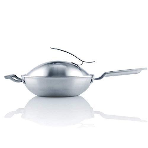 Wok de acero inoxidable sin recubrimiento 32 cm miniatura 3