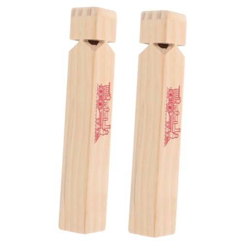 CVUTOVO 2個 木製小型ホイッスルおもちゃ 向け音育成楽器 電車誕生日パーティー用品 滑らか表面軽量携帯用