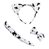 KDFSSIPE Conjunto De Disfraz De Vaca 3 Piezas,Diadema y Cola De Pajarita De Vaca,Disfraz De Animal,Set Fiesta Cosplay Disfraz Para Carnaval, Halloween y Celebraciones